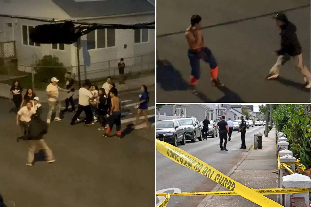 Wild videos show bloody NYC street brawl spill out of house and onto street with 6 slashed