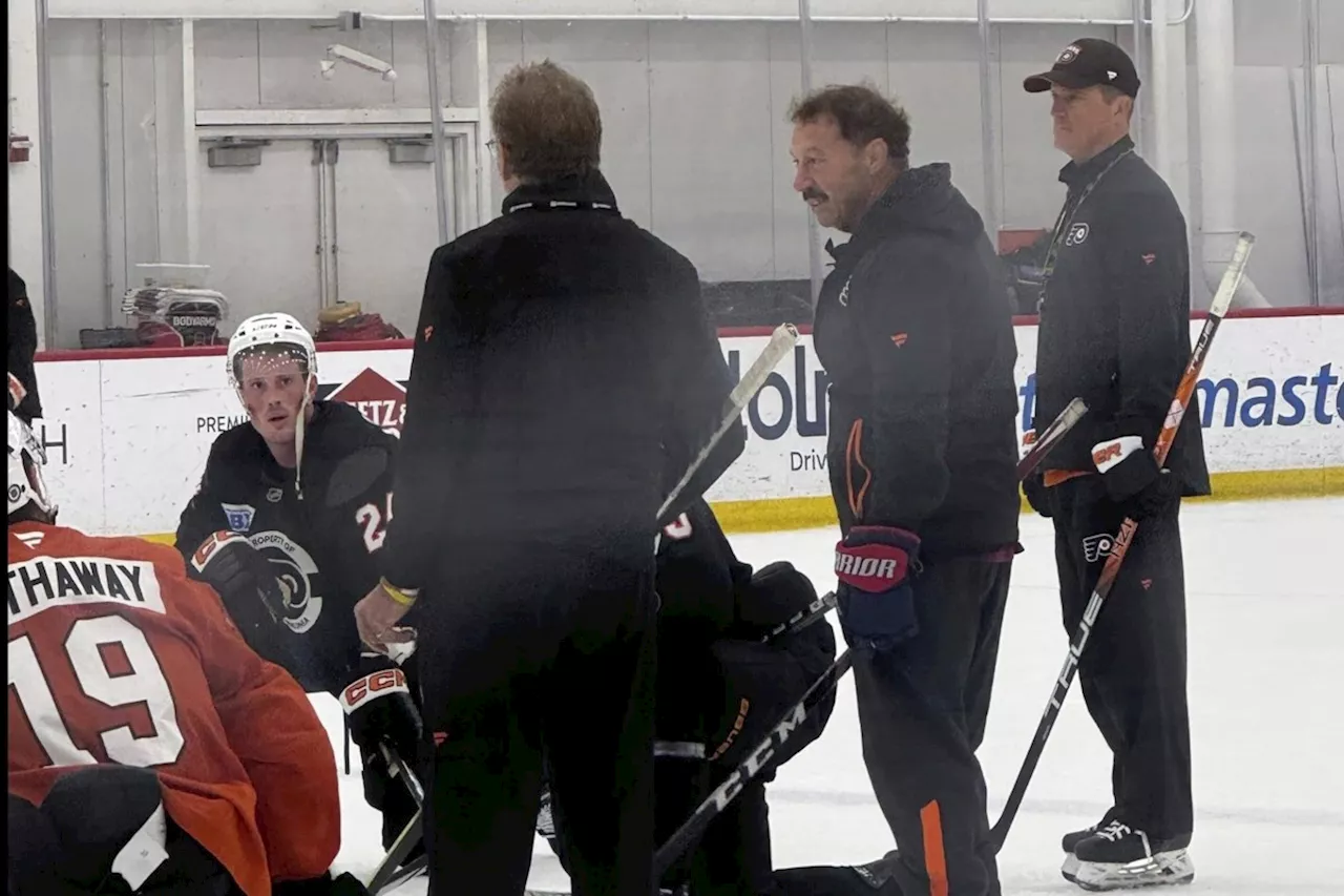 Father of Gaudreau brothers helps out at Philadelphia Flyers practice