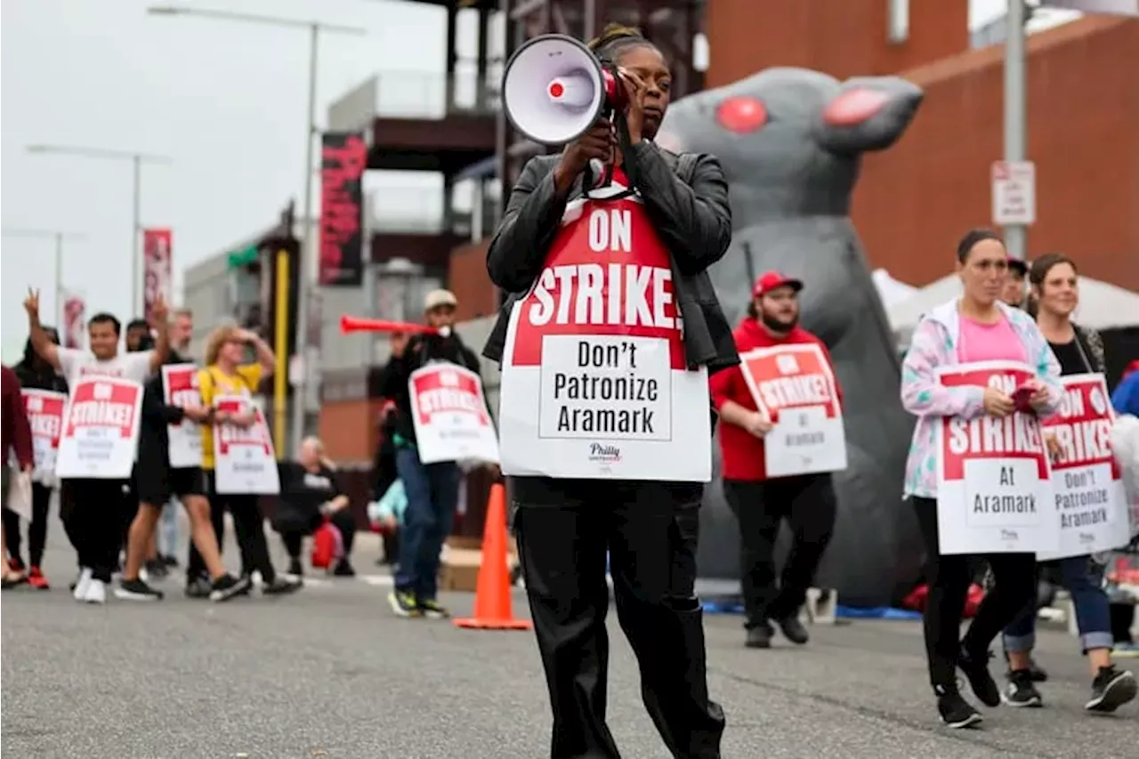 Workers are on strike at the Linc, Citizens Banks Park, and Wells Fargo Center