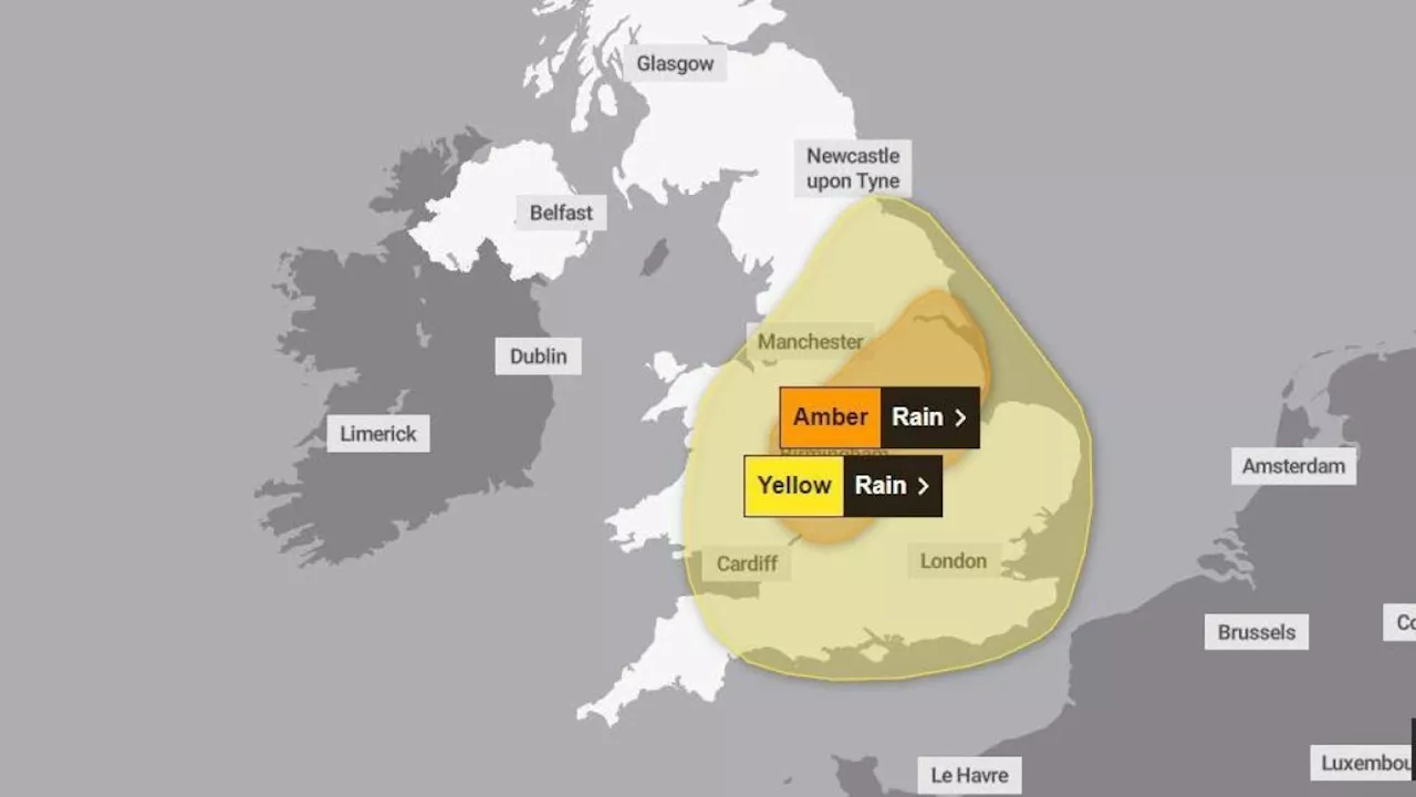 Heavy Rain Warning Issued For Parts Of England And Wales