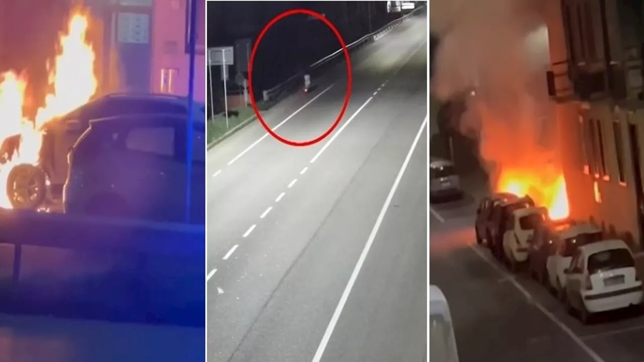 Il video del ragazzo che ha bruciato 33 auto e moto senza motivo