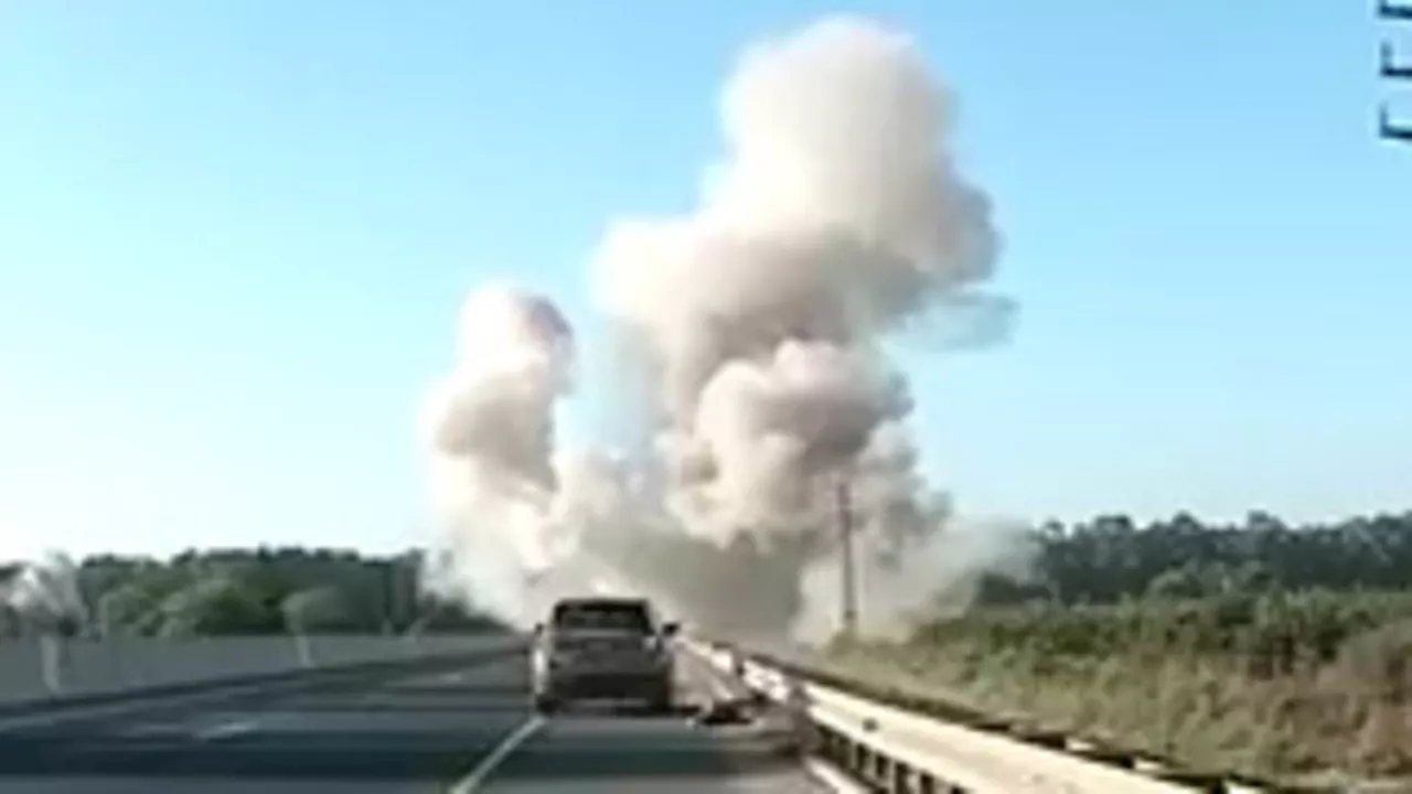 Terrifying moment Hezbollah rocket slams into Israeli motorway