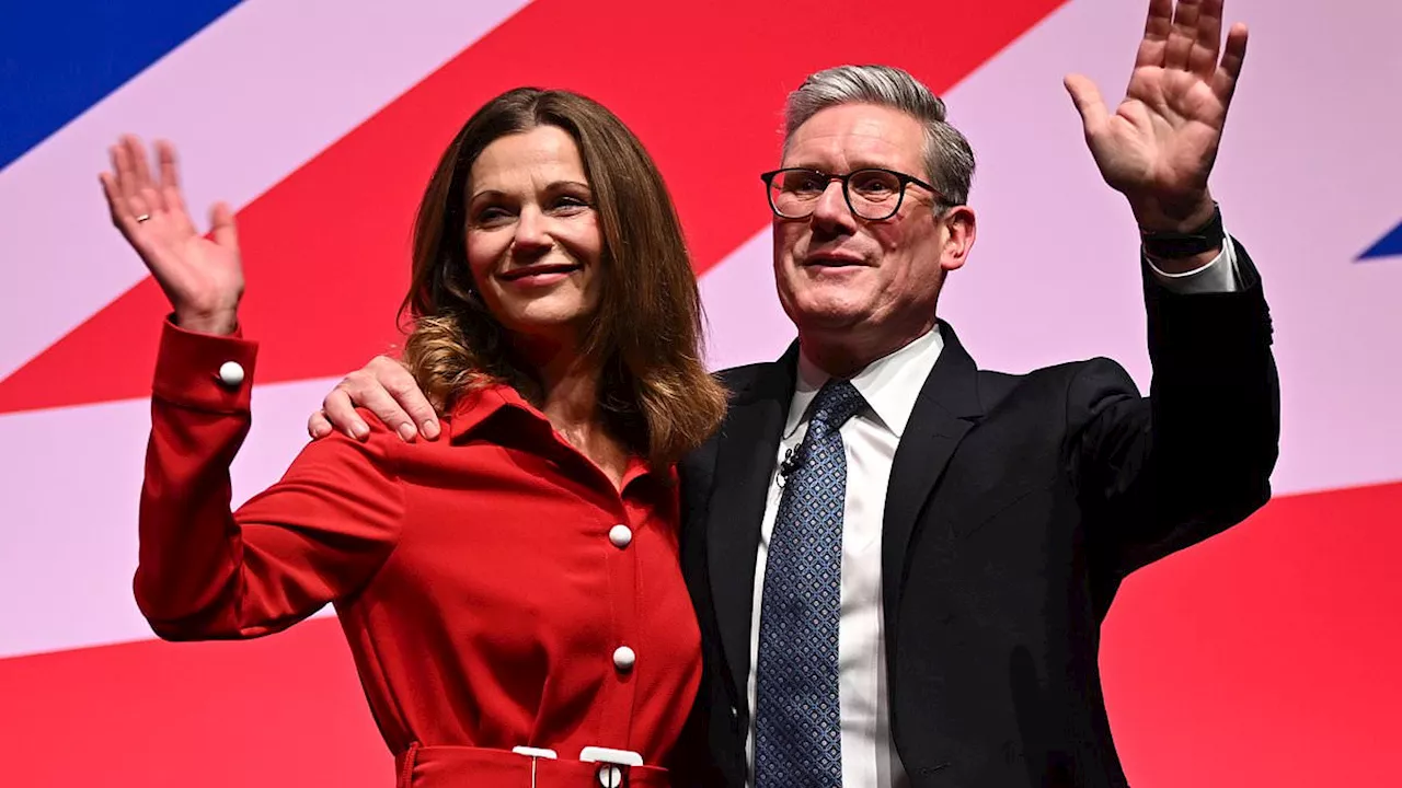 The Red Queen! Vic Starmer joins Sir Keir at Labour conference in 'loaned' £1,100 designer dress as...