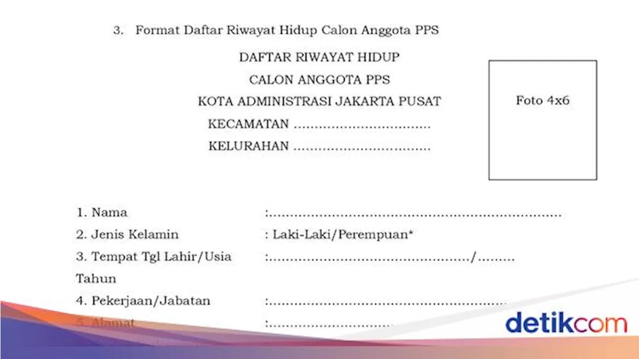 Contoh Daftar Riwayat Hidup Calon Anggota KPPS Pilkada 2024