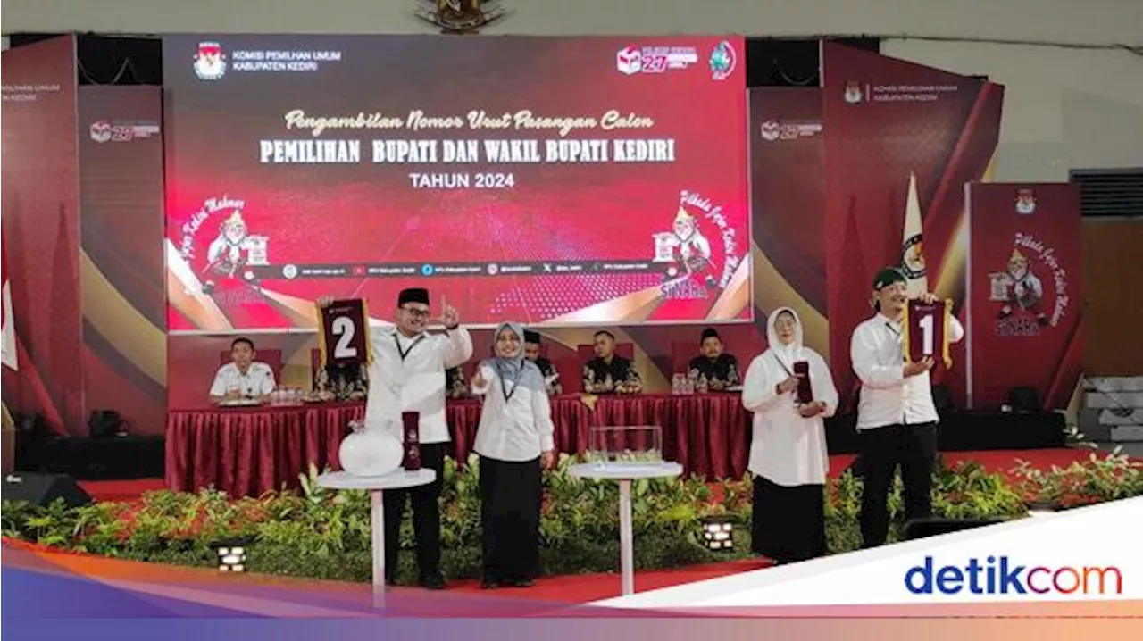 Pengundian Nomor Urut Pilbup Kediri: Deny-Mudawamah 1, Dhito-Dewi 2