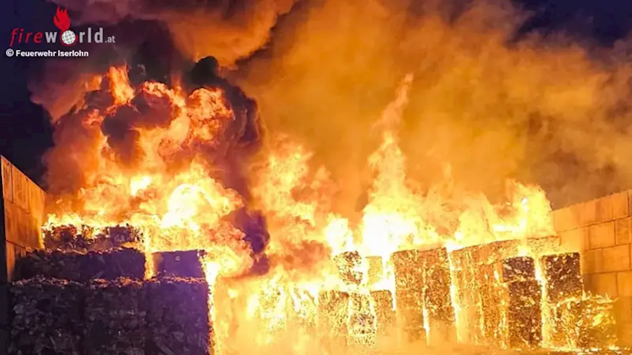 Großbrand auf Firmengelände in Iserlohn