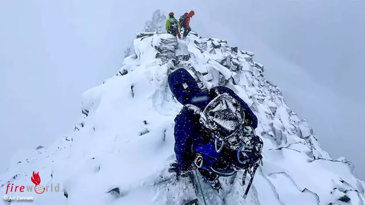 Schweiz: Zwei Bergsteiger in Trainerhose und Halbschuhe auf 3.500 m am Matterhorn in lebensbedrohlicher Situation