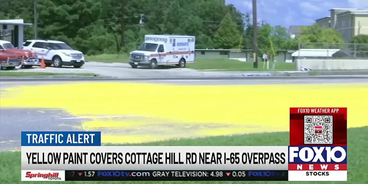 Gallons of yellow paint leave a mess on Cottage Hill Road