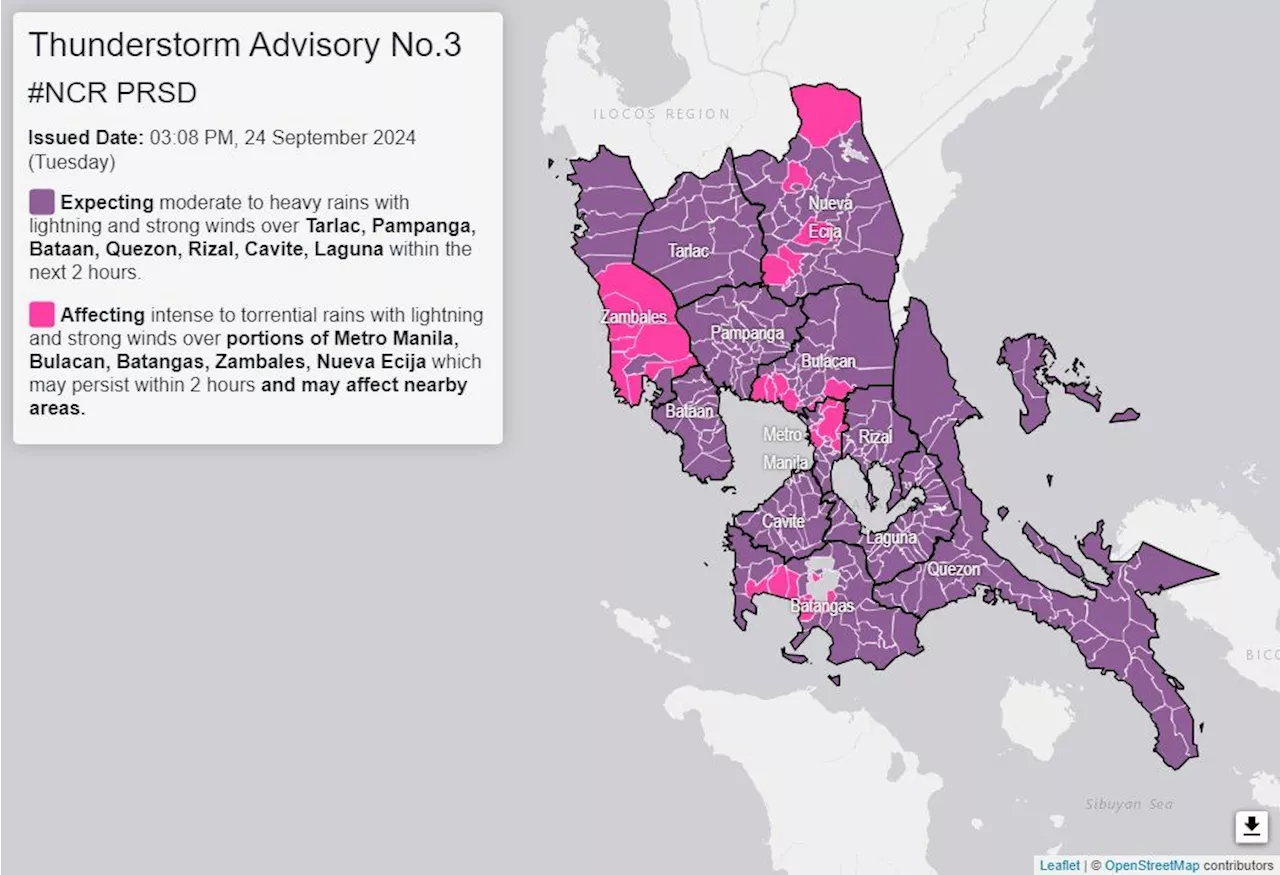 Torrential rains affect parts of Metro Manila, 4 Luzon provinces