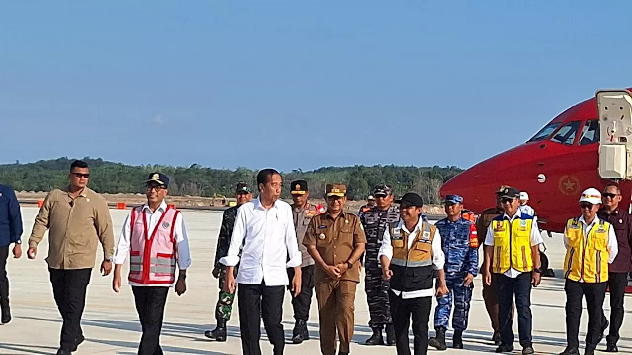 Momen Pesawat Kepresidenan Jokowi Mendarat Mulus di Bandara IKN