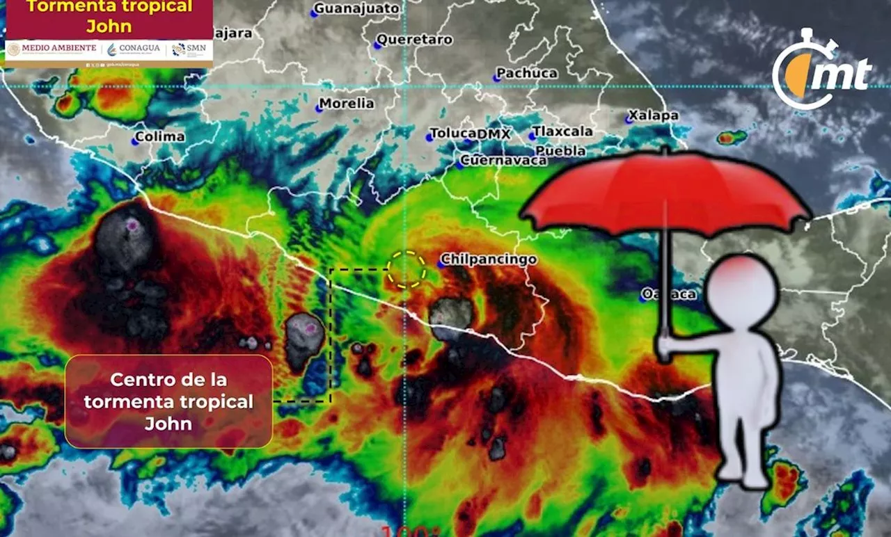 John disminuye a tormenta tropical; se informan daños en Oaxaca y Guerrero