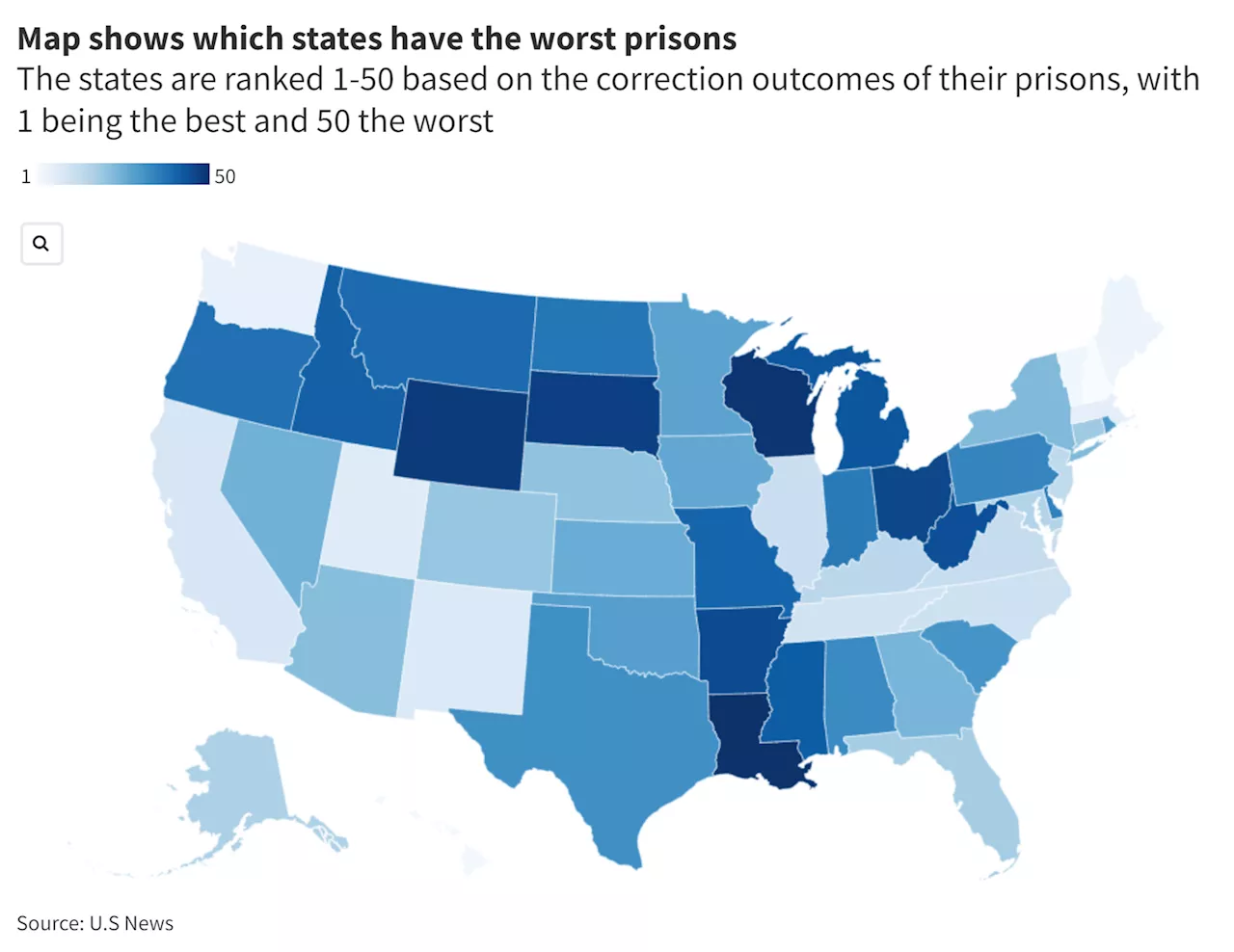 Map Shows Which States Have the Worst Prisons