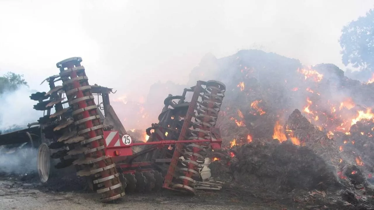 Plus de 400 tonnes de fourrage partent en fumée à Courtomer, dans l’Orne