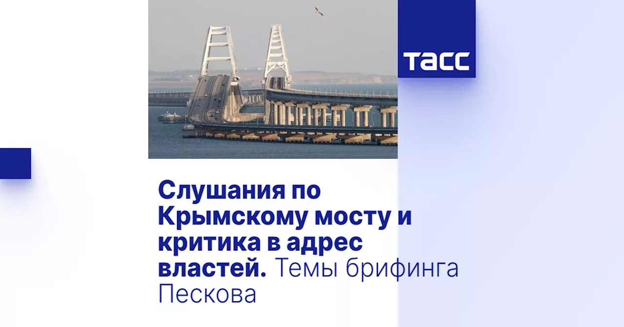 Слушания по Крымскому мосту и критика в адрес властей. Темы брифинга Пескова