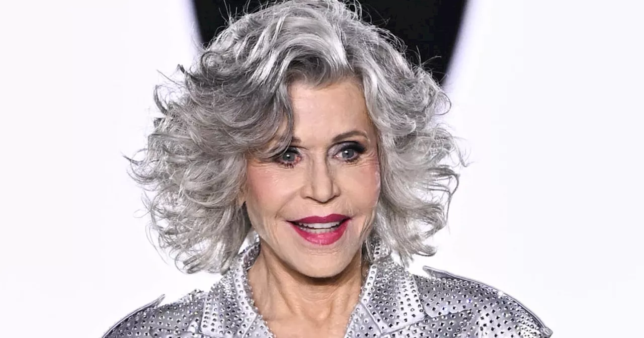 Jane Fonda Rocks Gray Hair And Silver Sneakers At Paris Fashion Week