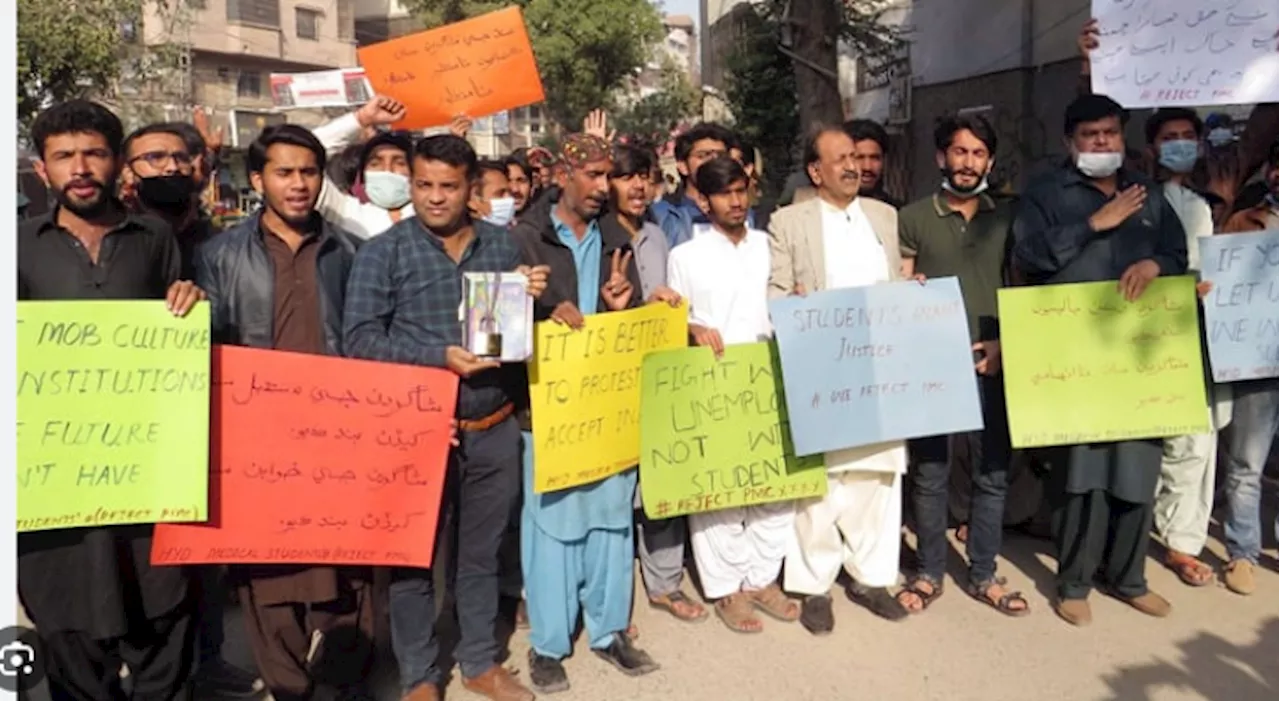 Students hold protest against irregularities in MDCAT exam