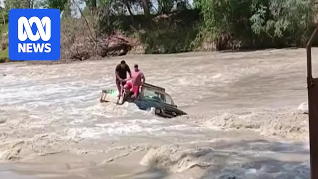 Lucky escape for two men after ute gets swept off Cahills Crossing into croc-infested Kakadu river