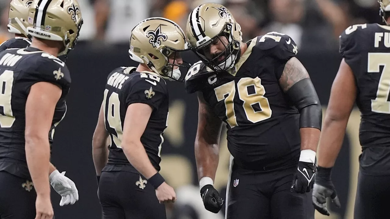 The Saints are shuffling their beat-up offensive line in advance of their visit to Atlanta