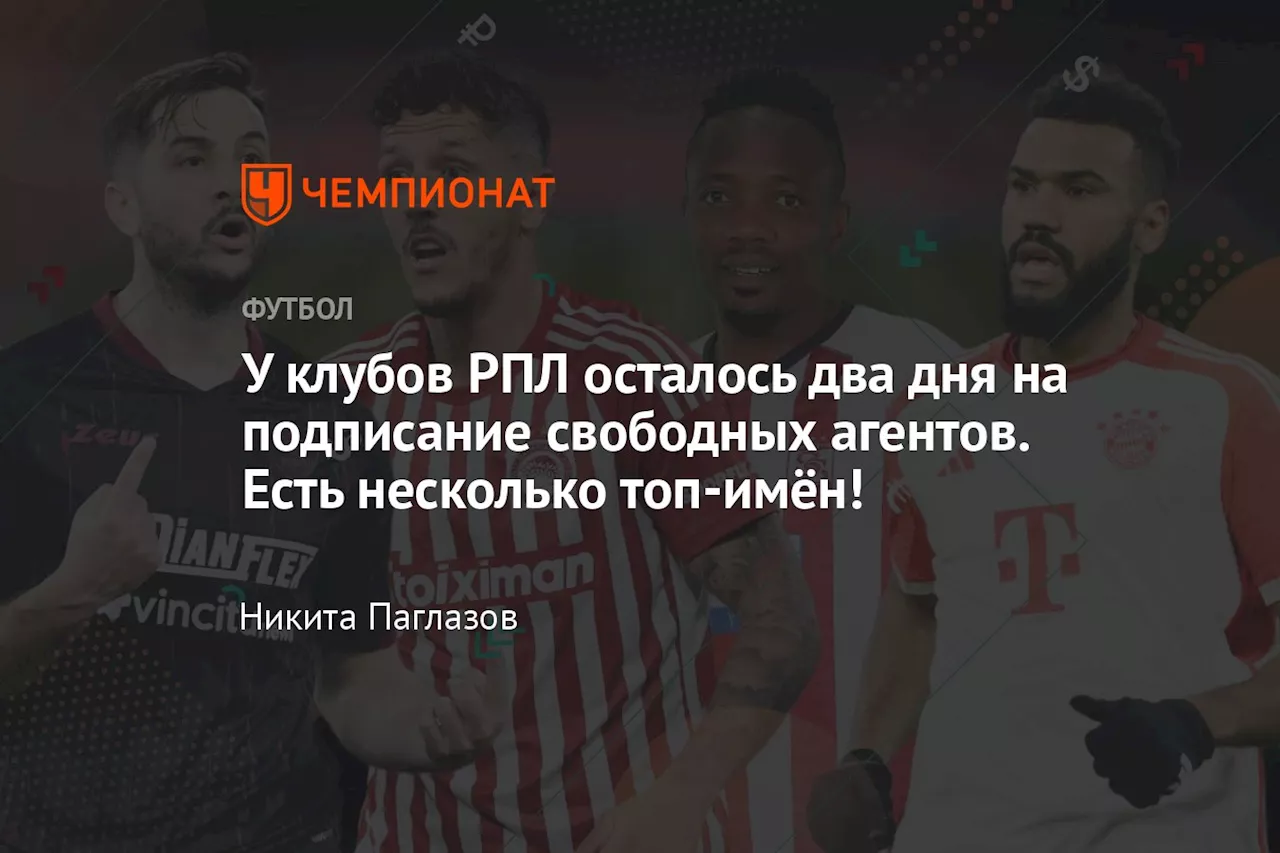 У клубов РПЛ осталось два дня на подписание свободных агентов. Есть несколько топ-имён!