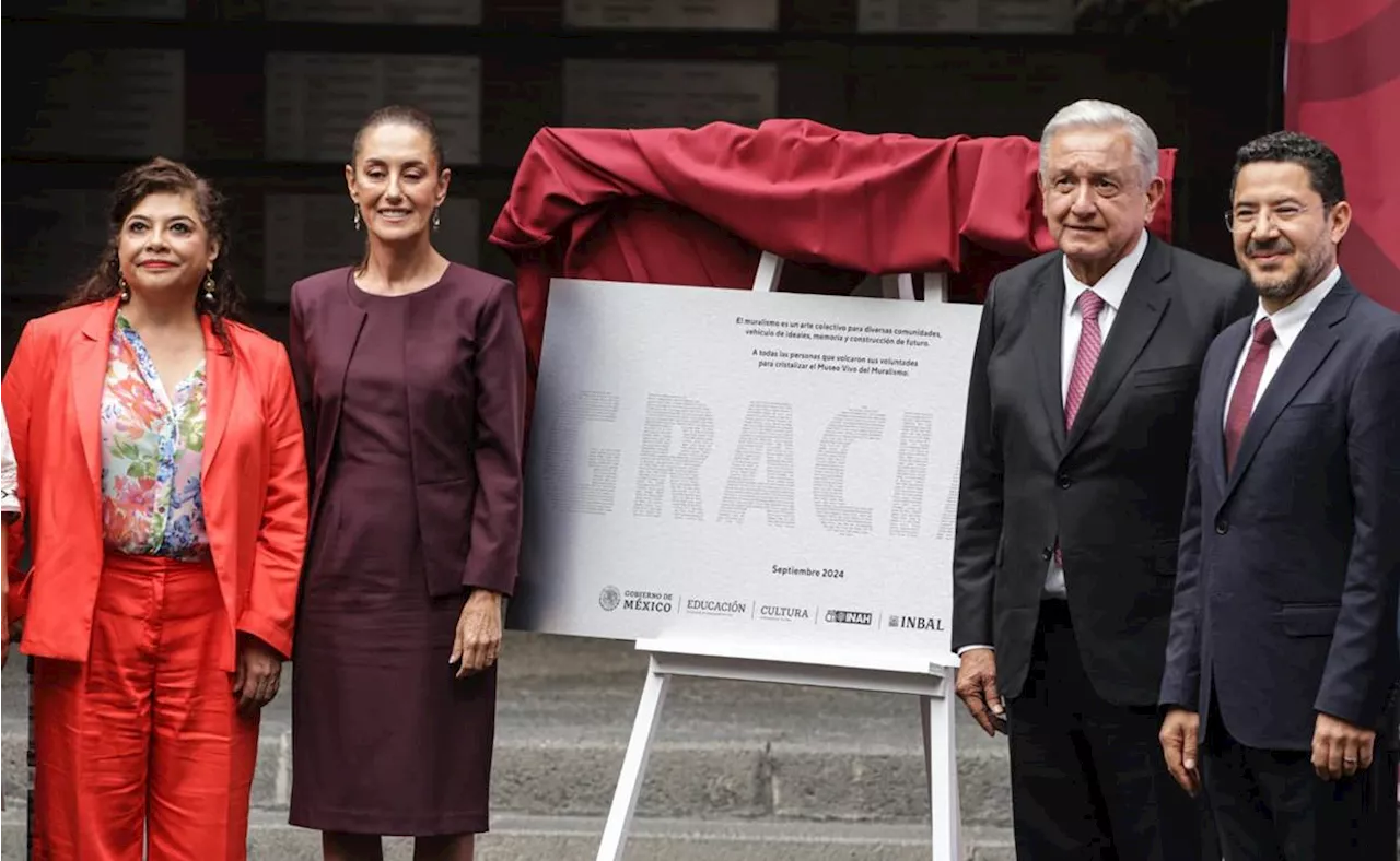 AMLO y Sheinbaum inauguran el Museo Vivo del Muralismo en el edificio de la SEP