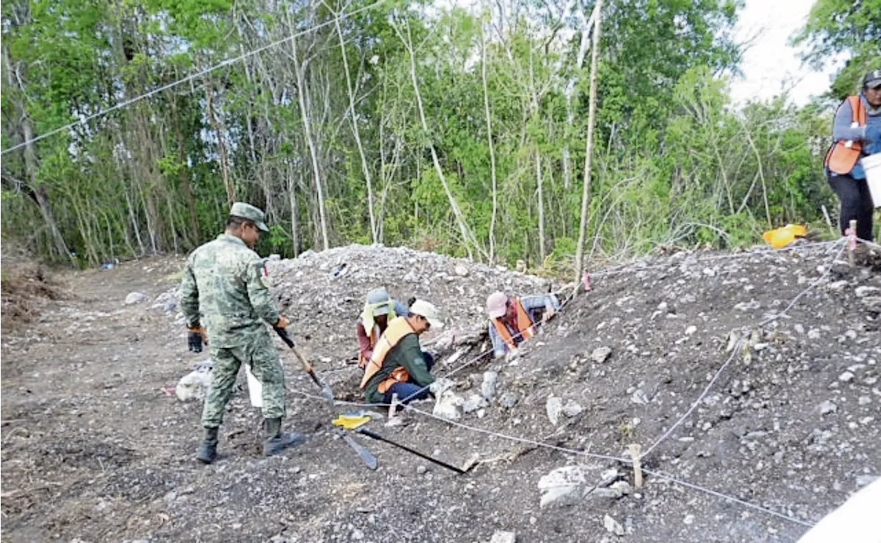 Bajo órdenes militares, el salvamento arqueológico en obras del Tren Maya