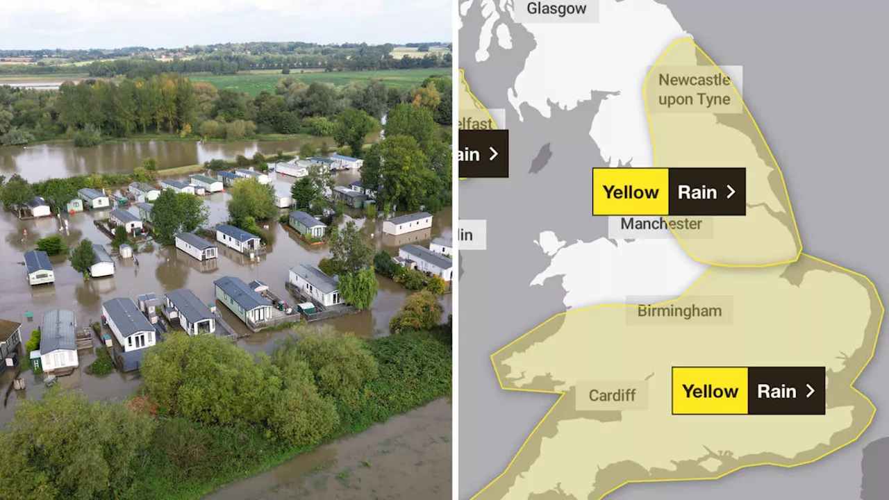 Flood fears as new heavy rain warnings issued across much of England spanning three days