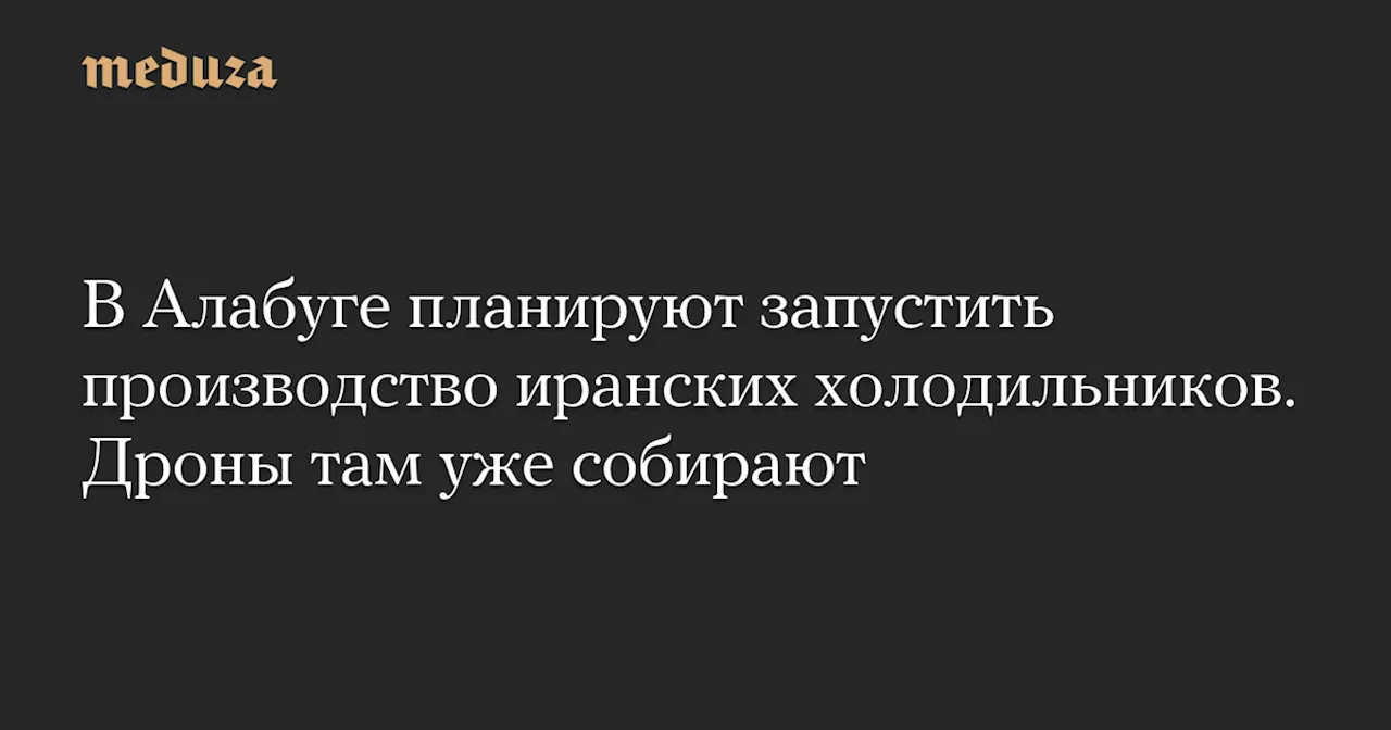 В Алабуге планируют запустить производство иранских холодильников. Дроны там уже собирают — Meduza