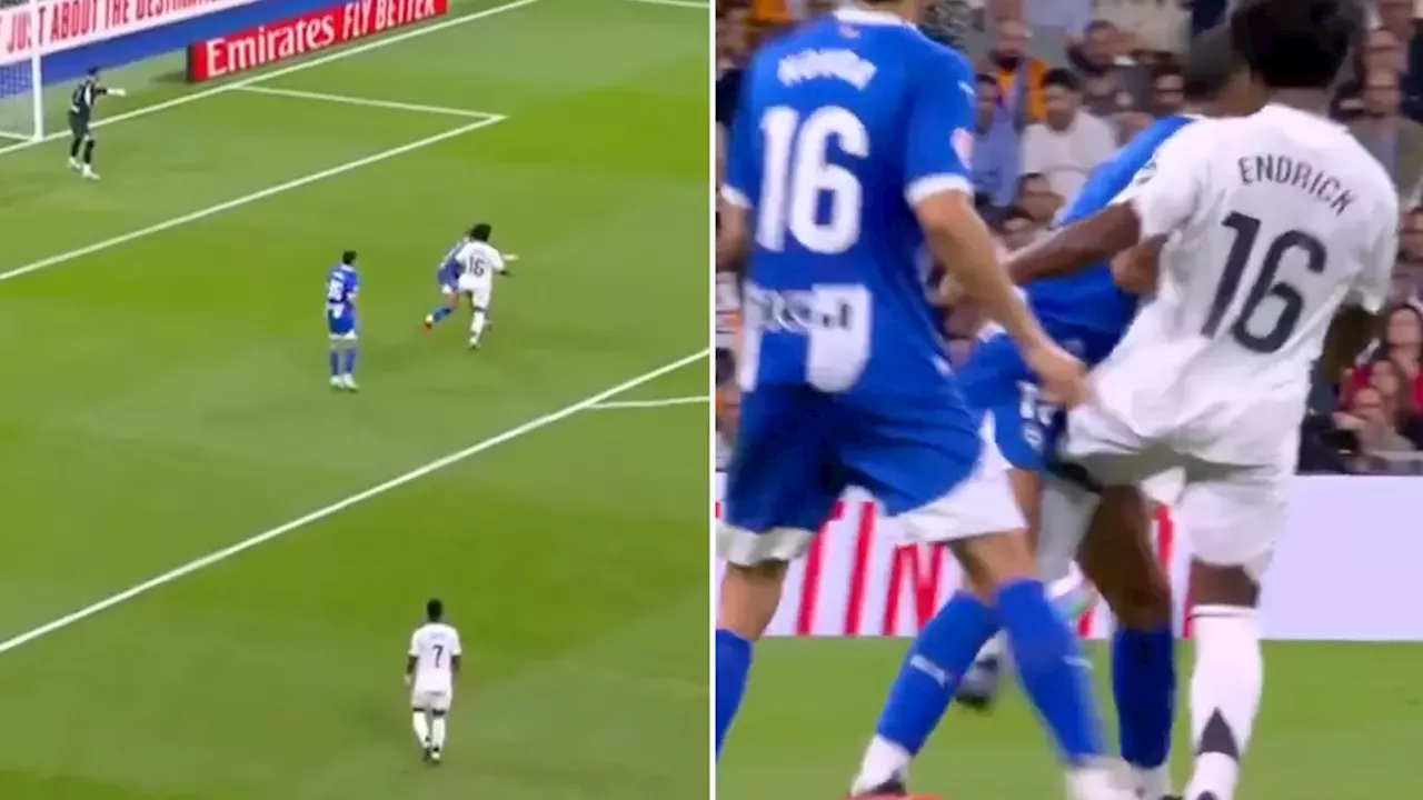 Endrick's brutal off-the-ball challenge on Alaves player during Real Madrid win has got fans talking