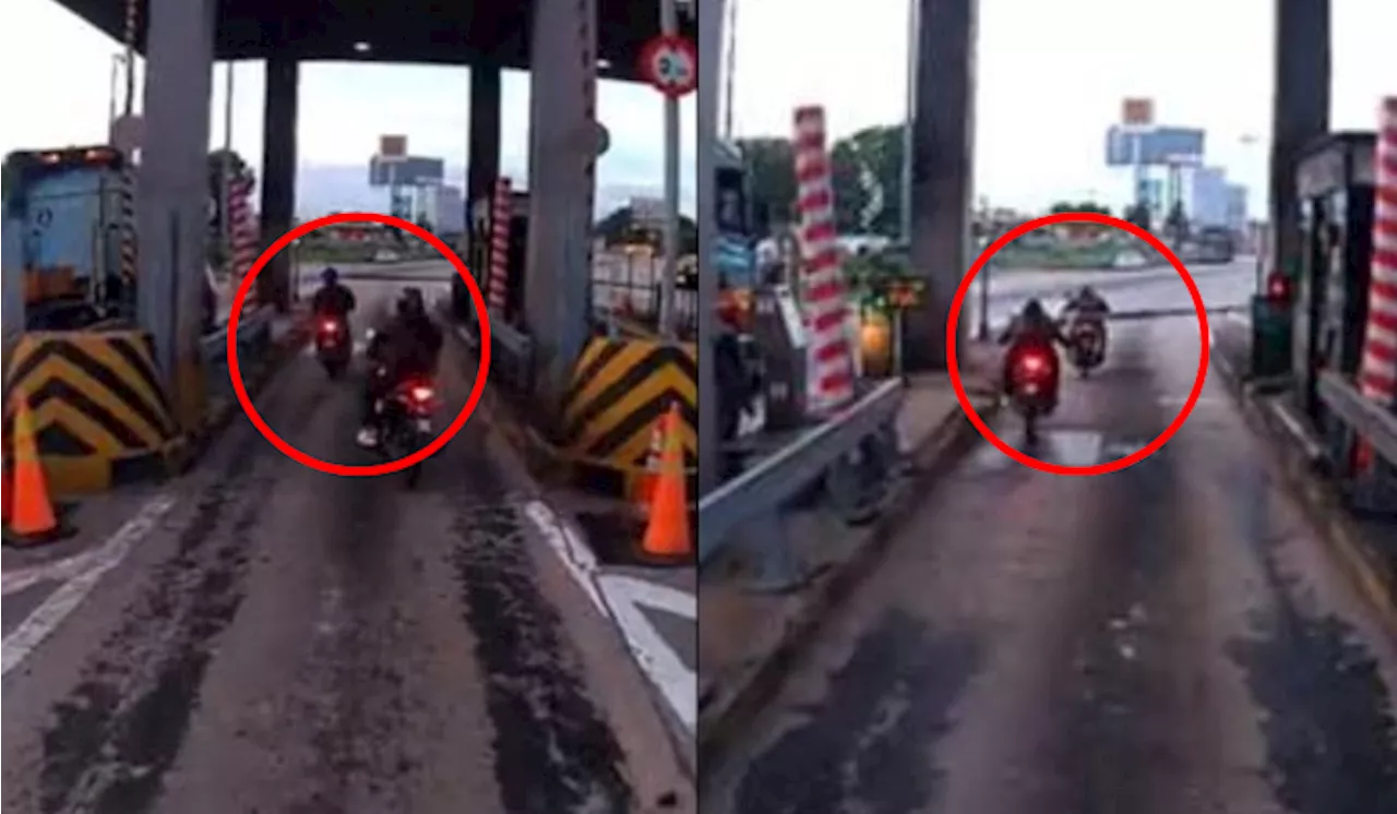 Motorcyclists Ram Toll Plaza Barrier in Penang