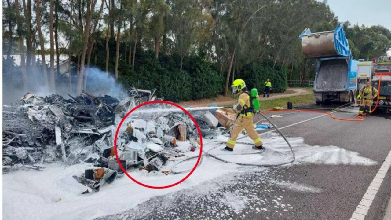 Cause of major garbage truck fire on Central Coast prompts urgent warning from firefighters