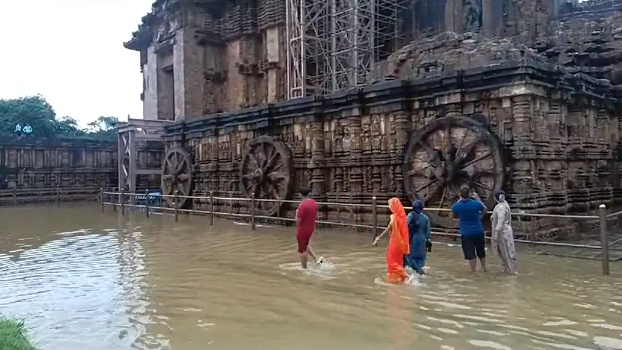 भारी बारिश में जलमग्न पुरी का कोणार्क सूर्य मंदिर, घुटनों तक भरा पानी, देखें वीडियो