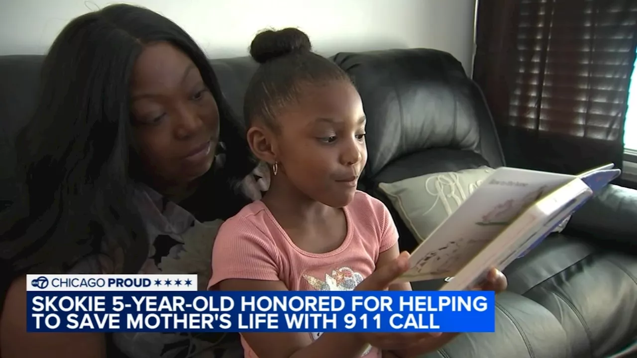 5-year-old girl helps save mom's life by calling 911, honored by Skokie police: 'She remained calm'