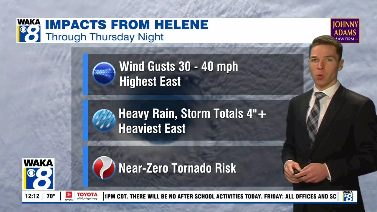 Helene brings more rain, stronger winds through Thursday night