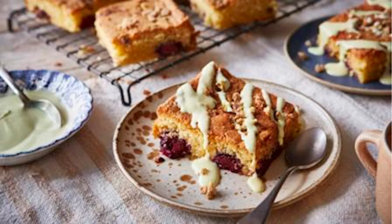 Blackberry crumble cake with pistachio custard recipe