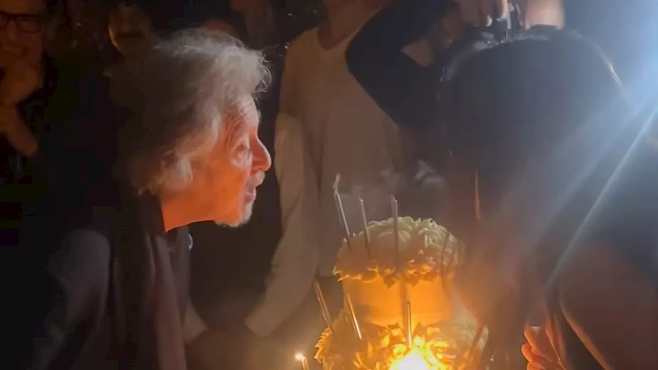 Al Pacino helps girlfriend Noor Alfallah blow out her birthday candles