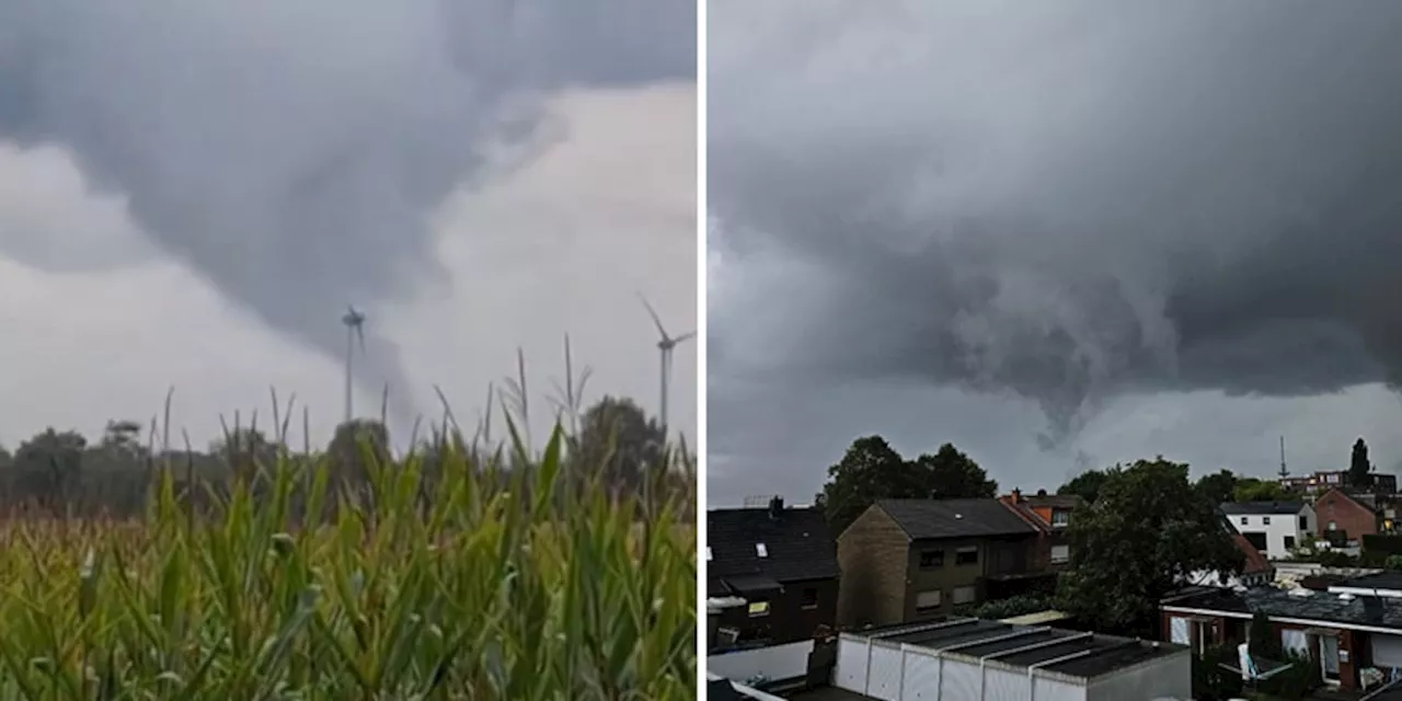 Schwere Unwetter über NRW: Augenzeugen filmen Tornado im Münsterland