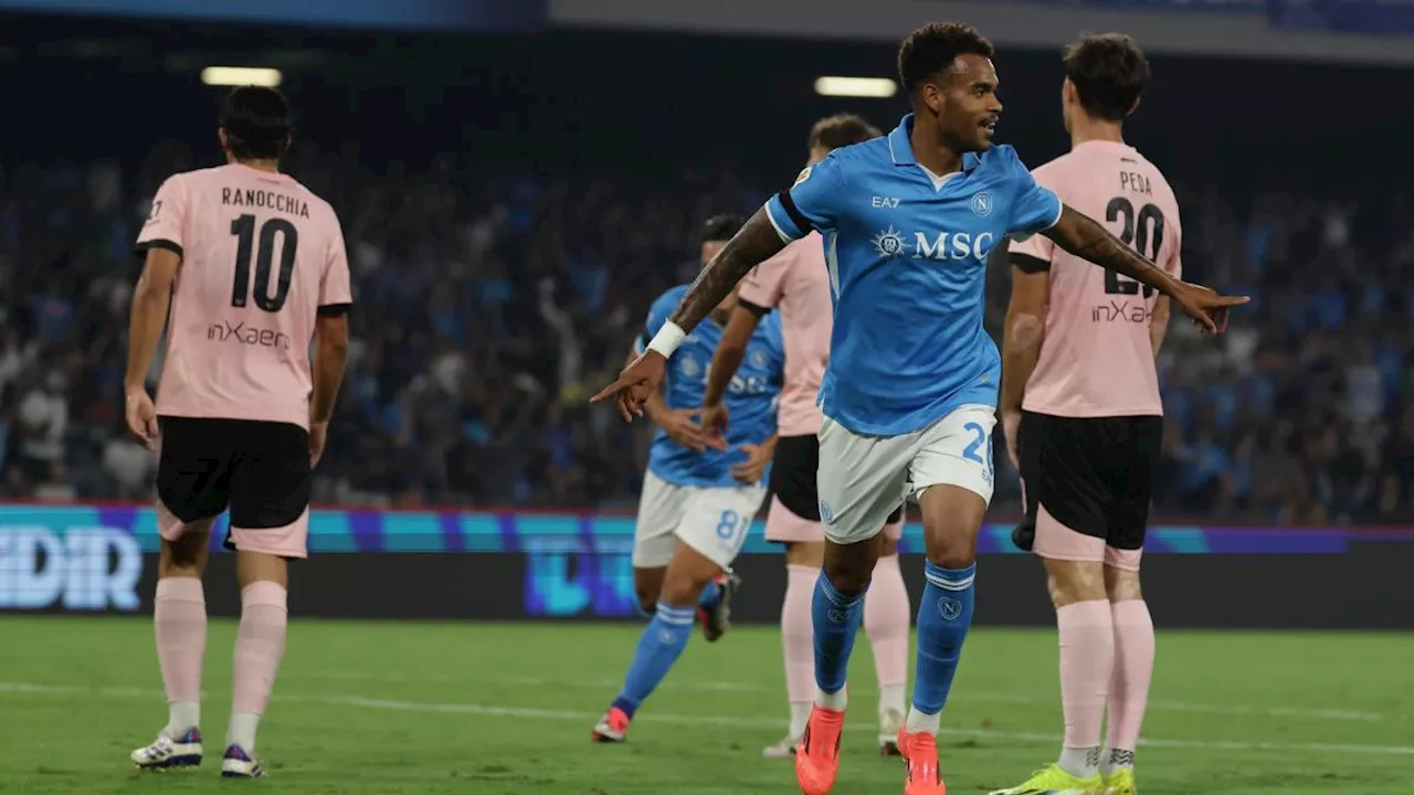 LIVE Napoli-Palermo 2-0: palo di Brunori, poi Le Douaron spreca