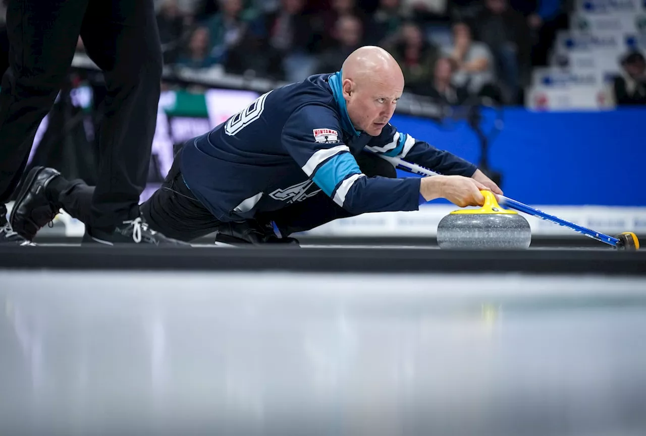 Kevin Koe skipping a three-man curling team at PointsBet Invitational