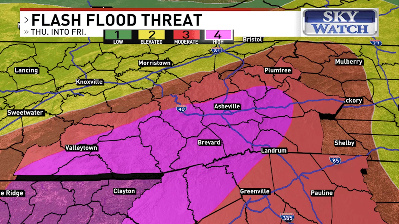 Heavy Rainfall and Flood Risk Prompt Warnings in Western Carolinas