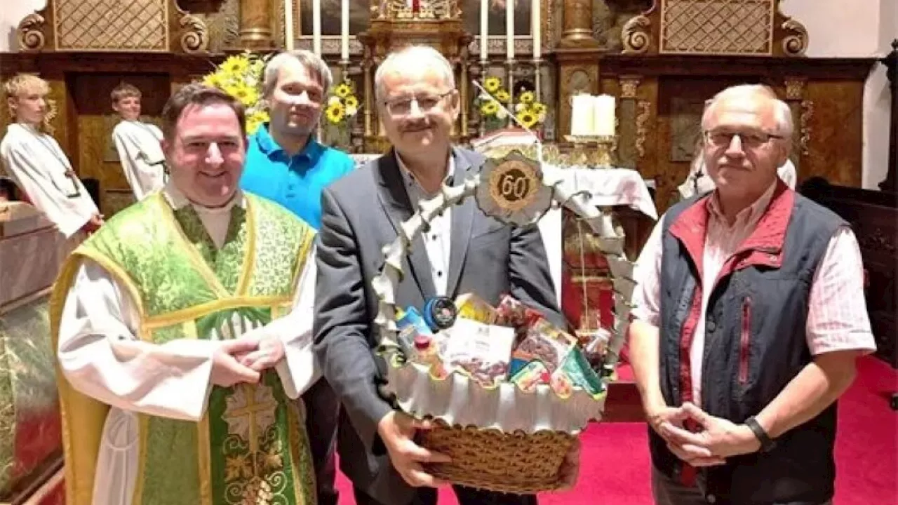 Glückwünsche zum 60er für Leo Baumberger bei Dankgottesdienst