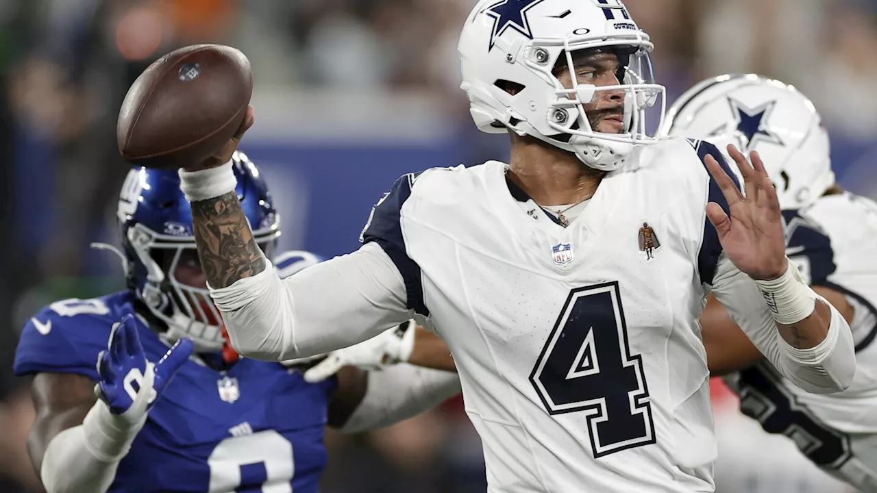 Dak Prescott throws 2 TD passes and Cowboys win 7th straight over Giants, 20-15