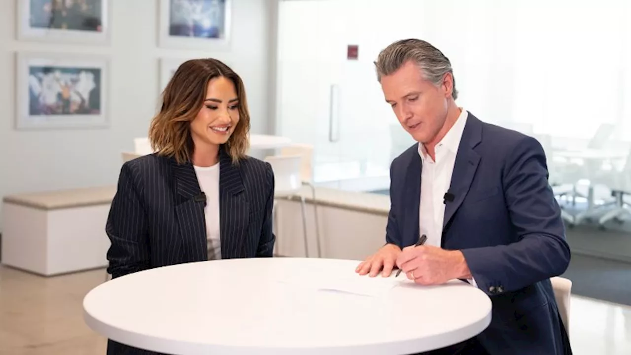 Demi Lovato joins Gavin Newsom as he signs legislation protecting young social media influencers