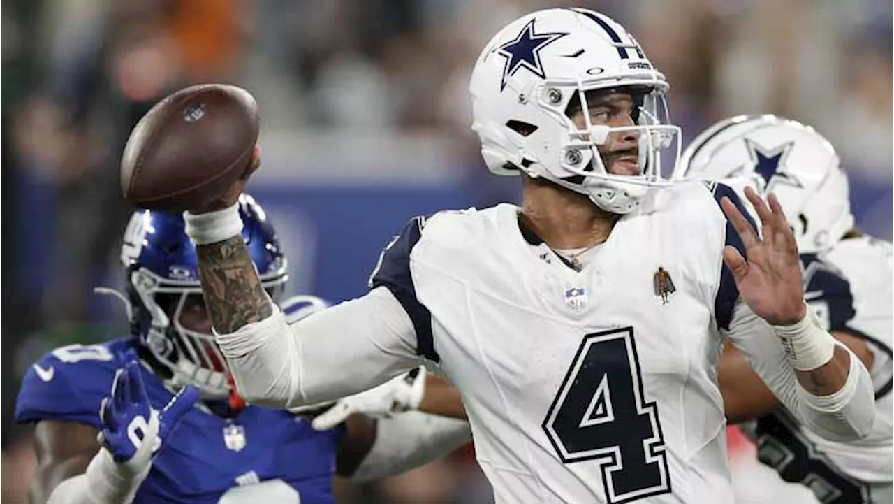 Dak Prescott throws 2 TD passes and Cowboys win 7th straight over Giants, 20-15