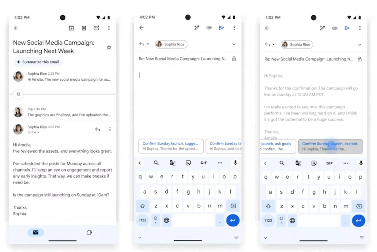 Google launches Gemini's contextual smart replies in Gmail