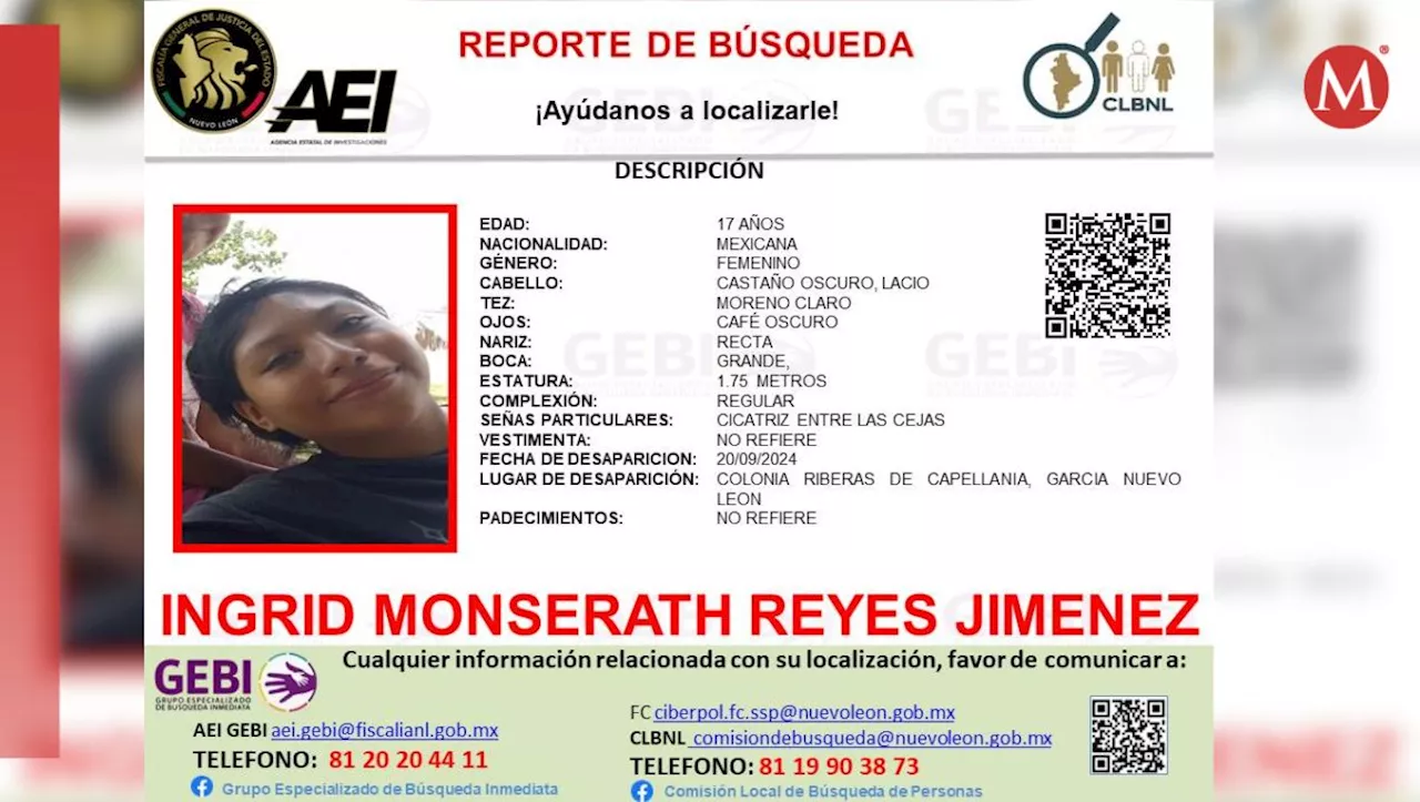 Buscan a joven de 17 años en García, Nuevo León; tiene una semana desaparecida