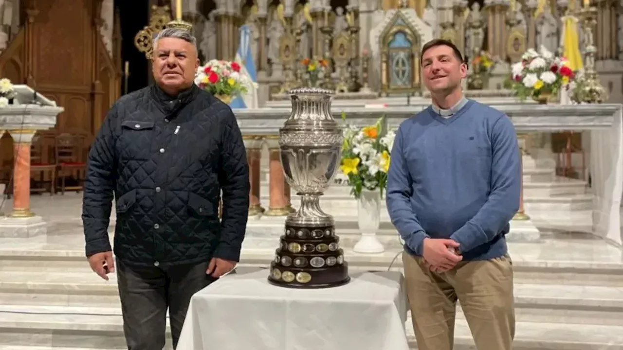 Chiqui Tapia lleva la Copa América a la Basílica de Luján tras la victoria de Argentina