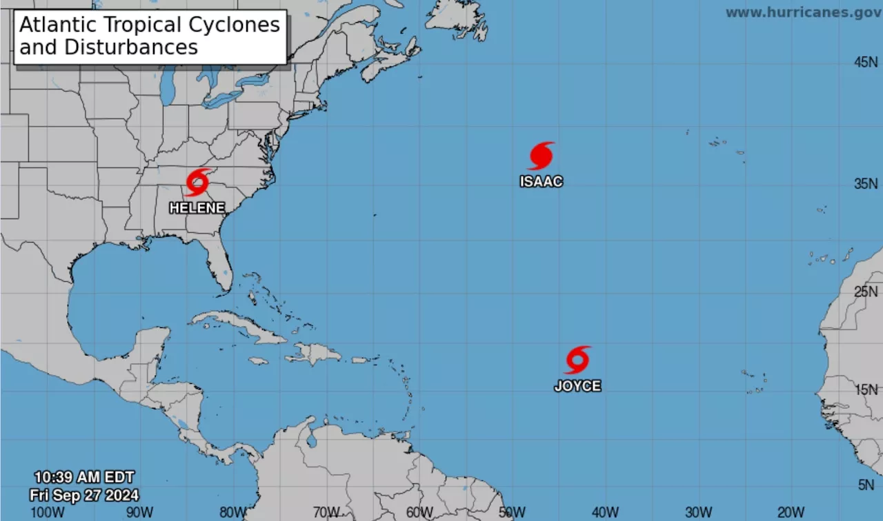 Tropical Storm Joyce forms, joining Helene and Hurricane Isaac in busy Atlantic
