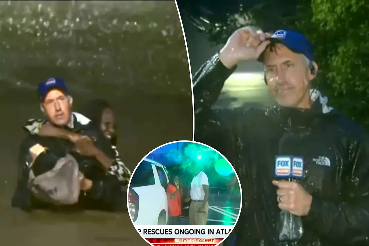 FOX Weather meteorologist rescues woman from rising floodwaters in Atlanta in dramatic video