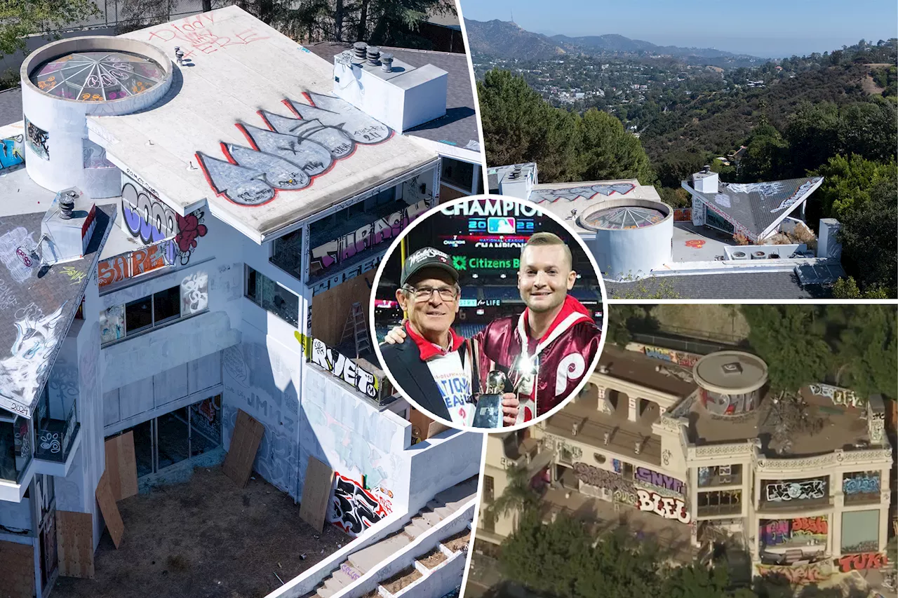 Son of billionaire Phillies owner apologizes after second abandoned LA mansion becomes a graffiti magnet