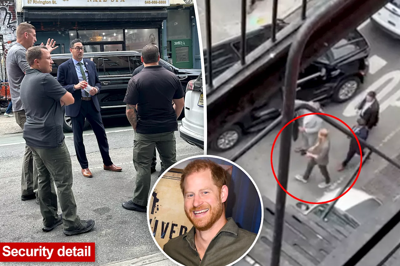 The prince and the parlor! Prince Harry visits LES tattoo shop with security team